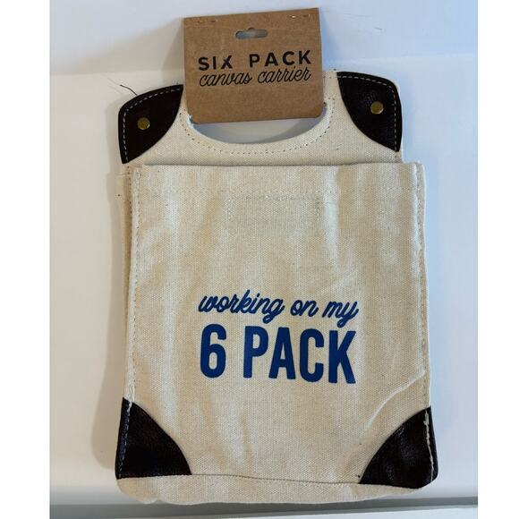 6 Pack Canvas Carrier "Working On My Six Pack" New - Picture 2 of 3